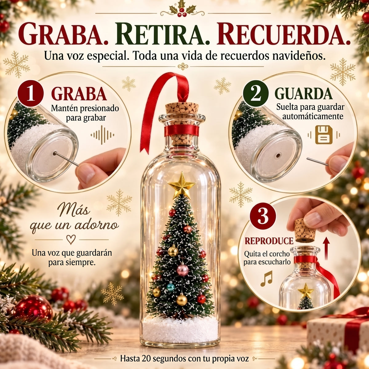 Adorno navideño con grabación de voz