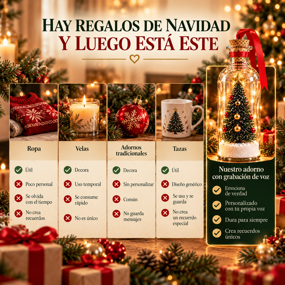 Adorno navideño con grabación de voz